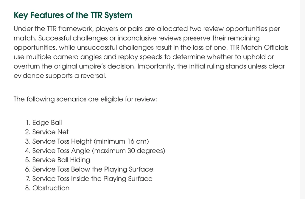 Key Features of the Table-Tennis-Review-System (TTR System)